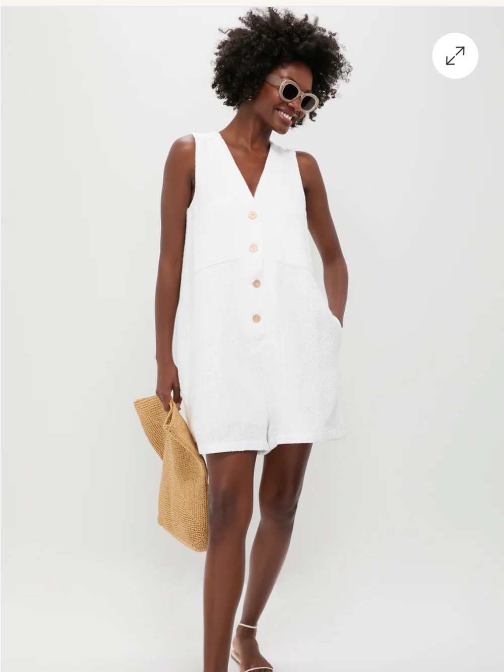 Tuckernuck White Textured Myla Romper